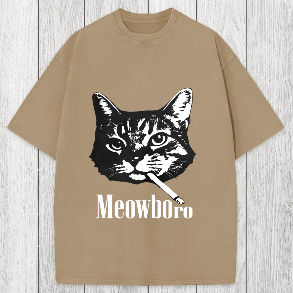 Tokyosol Vintage Smoking Cat Washed T-Shirt