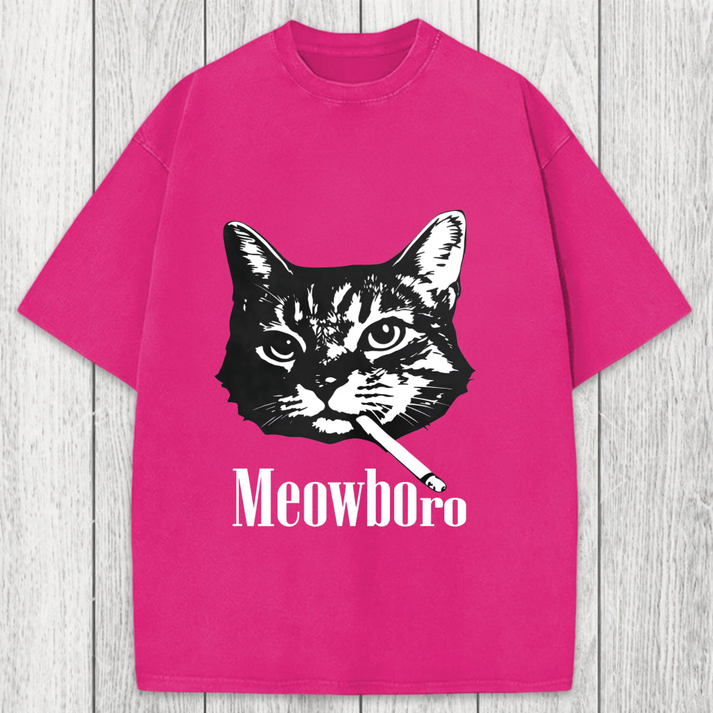 Tokyosol Vintage Smoking Cat Washed T-Shirt