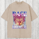 Tokyosol Rage Consumes Me Cat Funny Pet Meme Washed T-Shirt