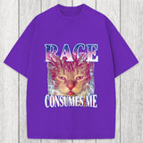 Tokyosol Rage Consumes Me Cat Funny Pet Meme Washed T-Shirt