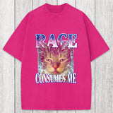 Tokyosol Rage Consumes Me Cat Funny Pet Meme Washed T-Shirt