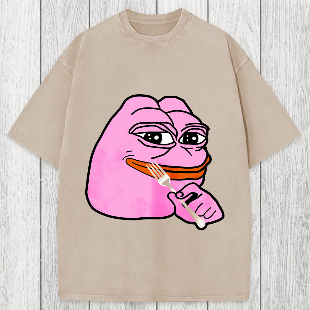 Tokyosol Pink Pepe Frog Meme Washed T-Shirt