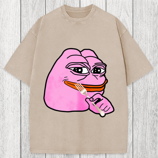 Tokyosol Pink Pepe Frog Meme Washed T-Shirt
