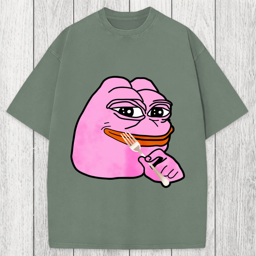 Tokyosol Pink Pepe Frog Meme Washed T-Shirt