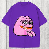 Tokyosol Pink Pepe Frog Meme Washed T-Shirt