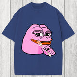 Tokyosol Pink Pepe Frog Meme Washed T-Shirt