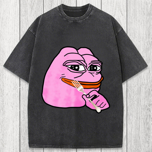 Tokyosol Pink Pepe Frog Meme Washed T-Shirt