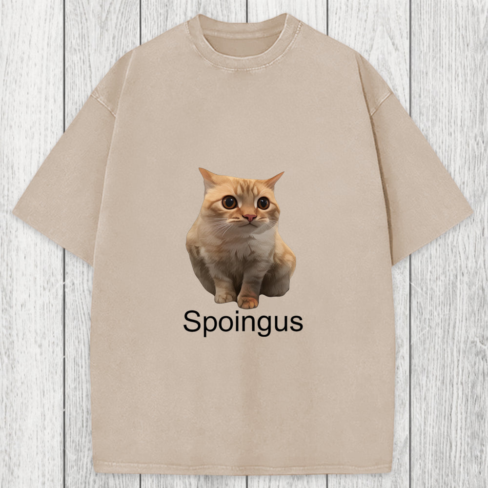 Tokyosol Spoingus The Cat Meme Washed T-Shirt