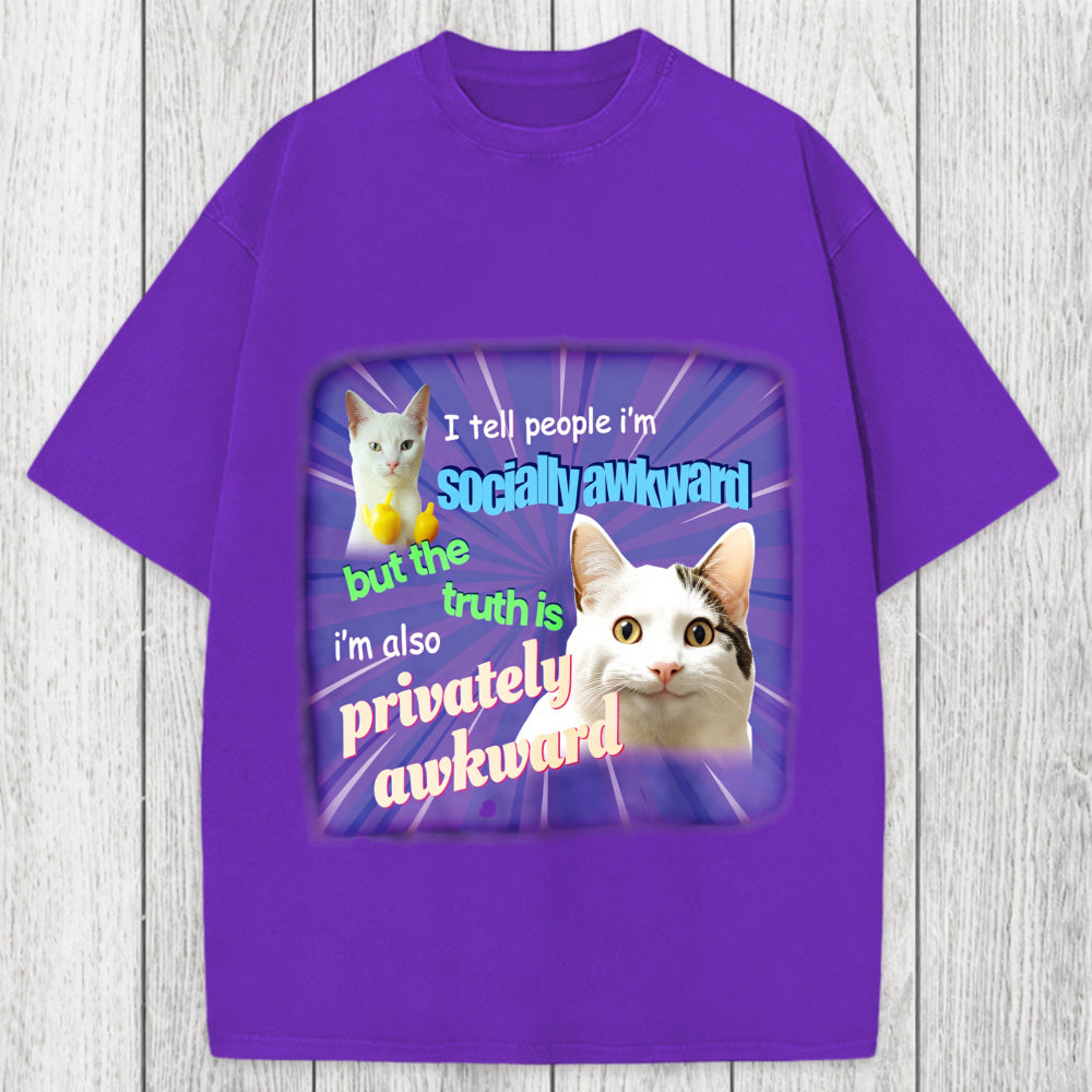 Tokyosol I Tell People I'm Socially Awkward Meme Washed T-Shirt