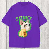 Tokyosol Stinky Funny Cat Meme Washed T-Shirt