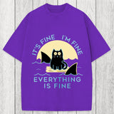 Tokyosol Everything Is Fine Cat Sea Washed T-Shirt