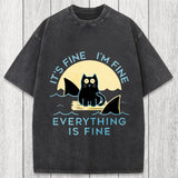Tokyosol Everything Is Fine Cat Sea Washed T-Shirt