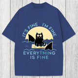 Tokyosol Everything Is Fine Cat Sea Washed T-Shirt