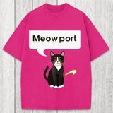 Tokyosol Meowport Funny Cat Washed T-Shirt