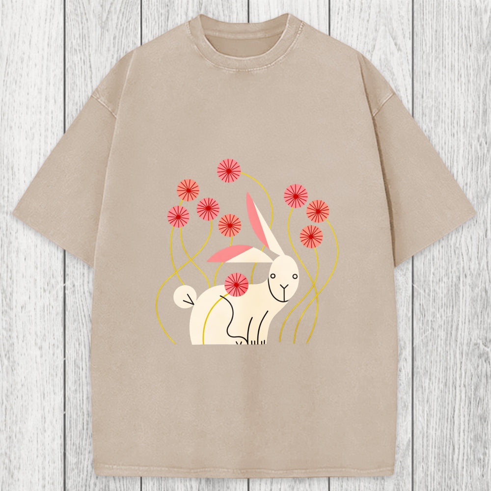Tokyosol Rabbit and Wildflowers Washed T-Shirt