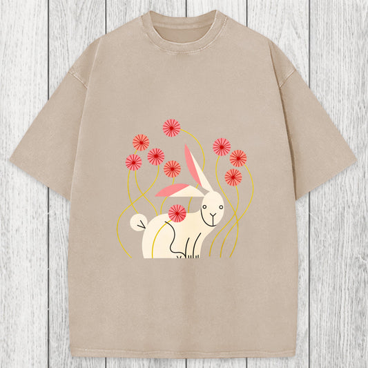 Tokyosol Rabbit and Wildflowers Washed T-Shirt