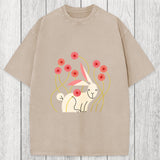 Tokyosol Rabbit and Wildflowers Washed T-Shirt