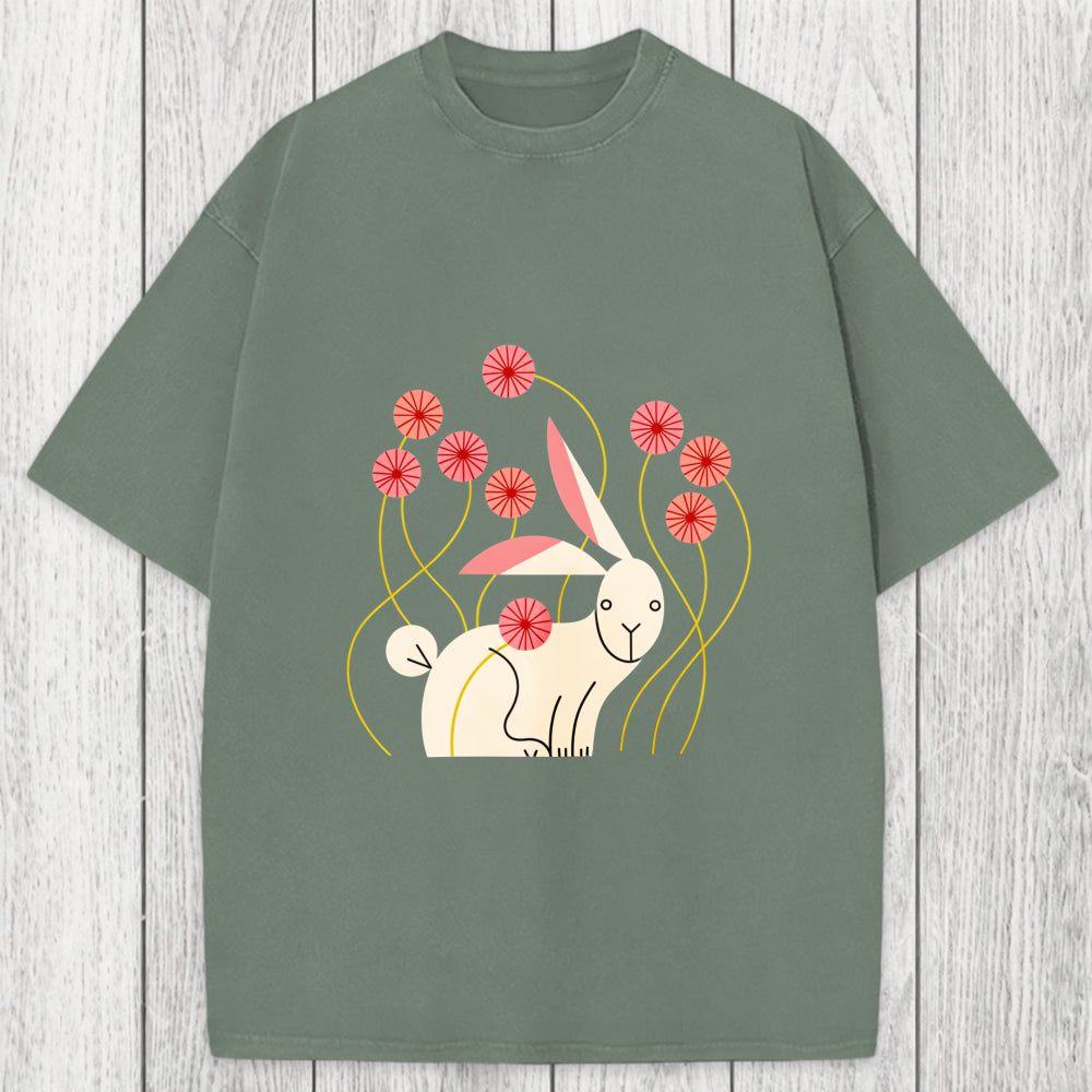 Tokyosol Rabbit and Wildflowers Washed T-Shirt