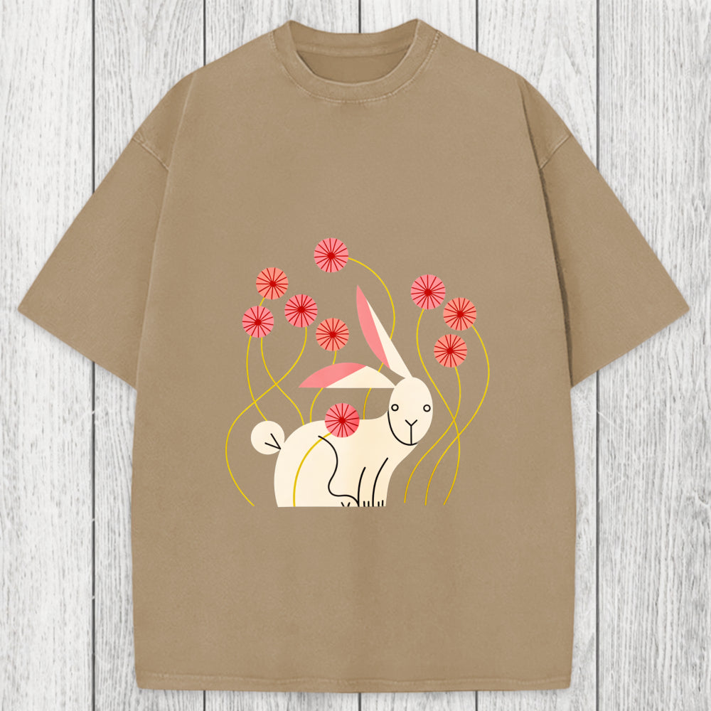 Tokyosol Rabbit and Wildflowers Washed T-Shirt
