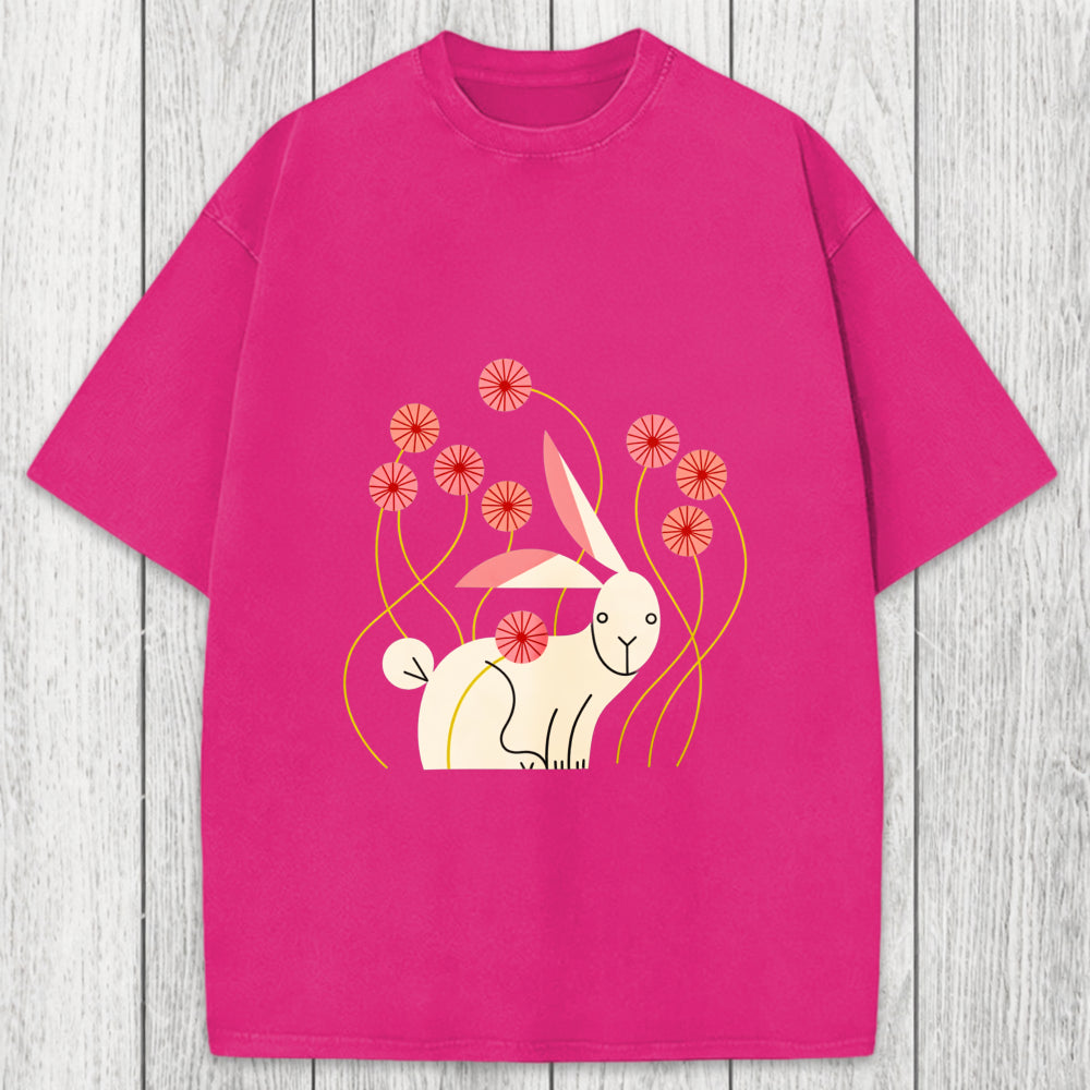 Tokyosol Rabbit and Wildflowers Washed T-Shirt