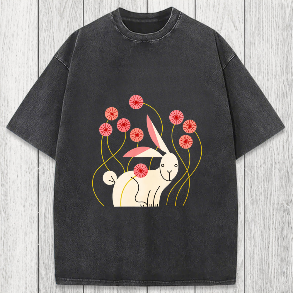 Tokyosol Rabbit and Wildflowers Washed T-Shirt
