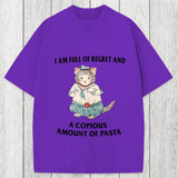 Tokyosol I Am Full Of Regret And A Copious Amount Of Pasta Cats Meme Washed T-Shirt