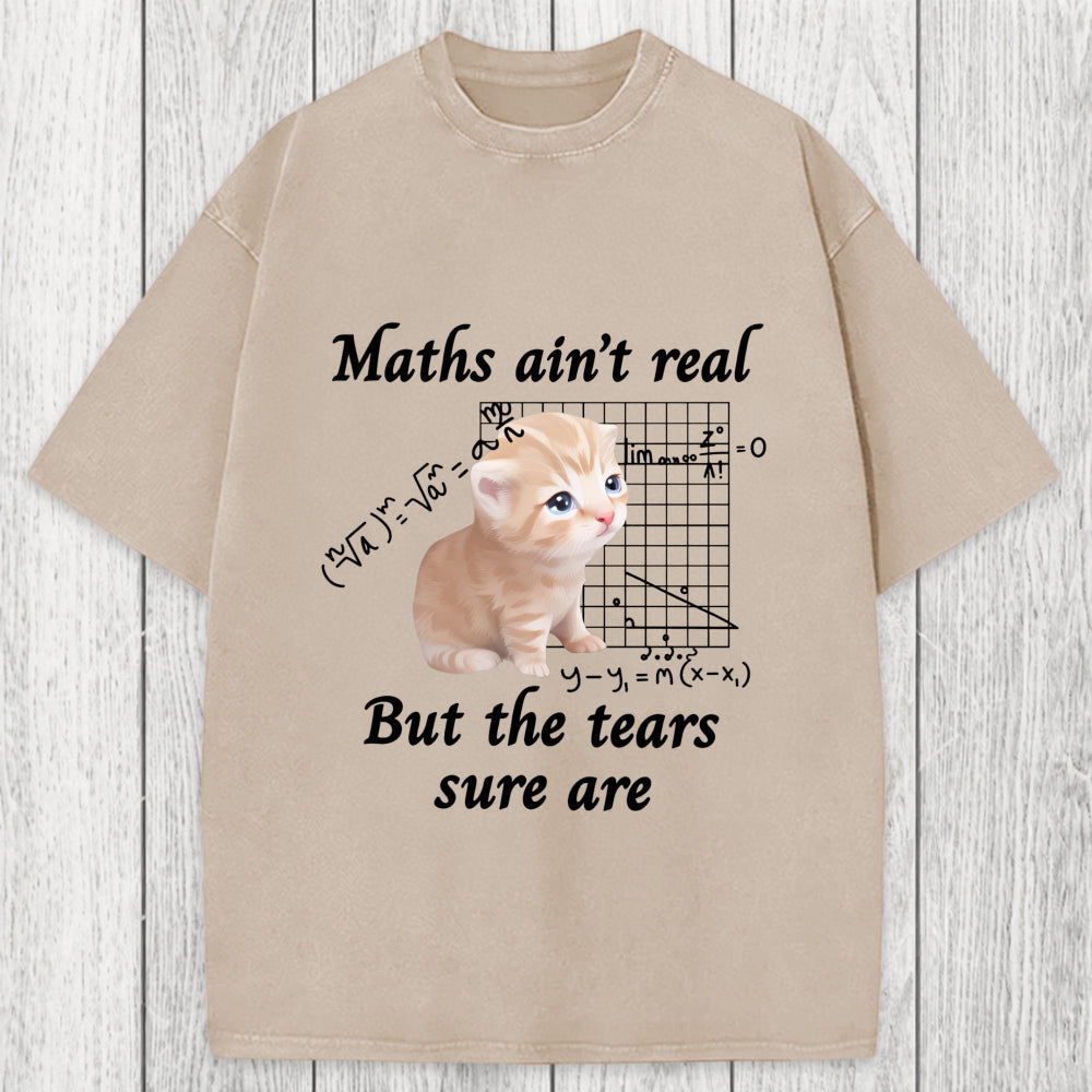 Tokyosol Maths Ain't Real Cat Meme Washed T-Shirt