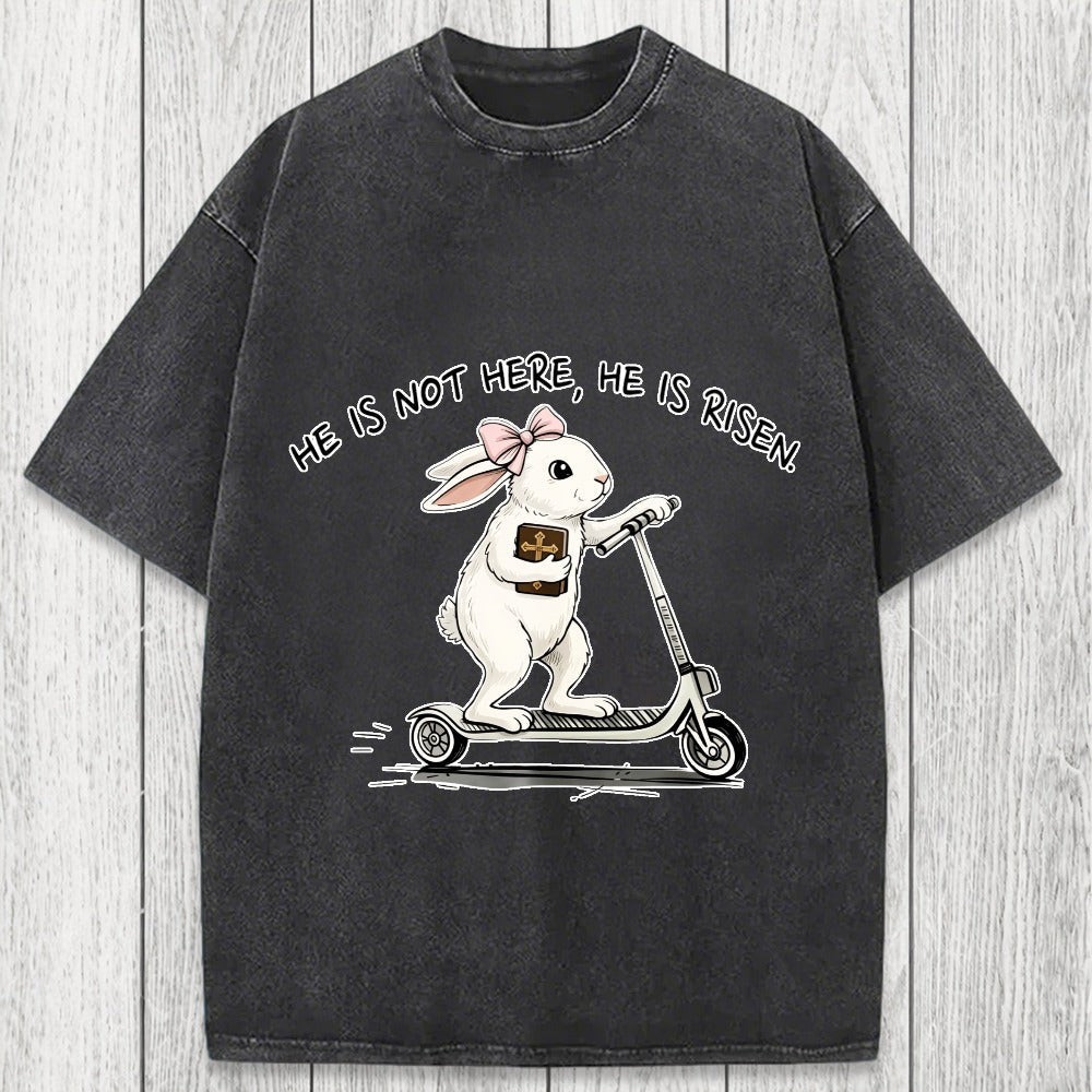 Tokyosol He Is Risen Easter Bunny Washed T-Shirt