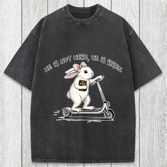 Tokyosol He Is Risen Easter Bunny Washed T-Shirt