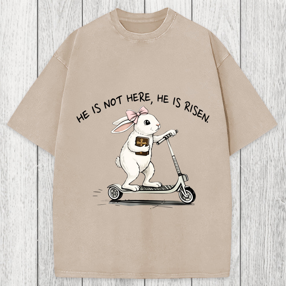 Tokyosol He Is Risen Easter Bunny Washed T-Shirt