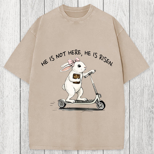 Tokyosol He Is Risen Easter Bunny Washed T-Shirt