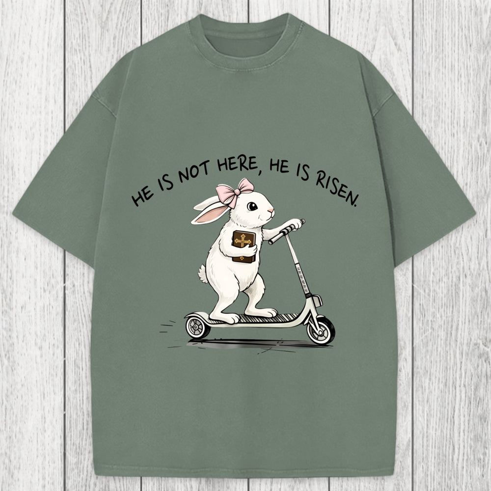 Tokyosol He Is Risen Easter Bunny Washed T-Shirt