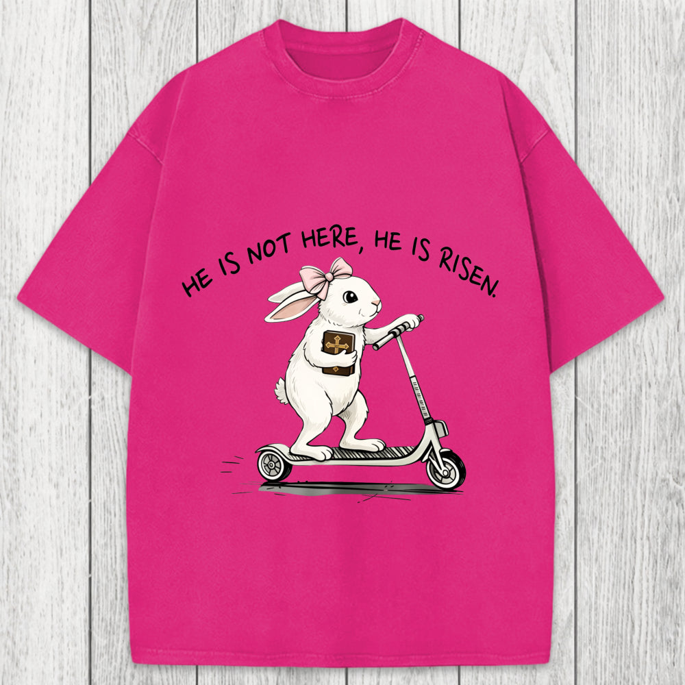 Tokyosol He Is Risen Easter Bunny Washed T-Shirt