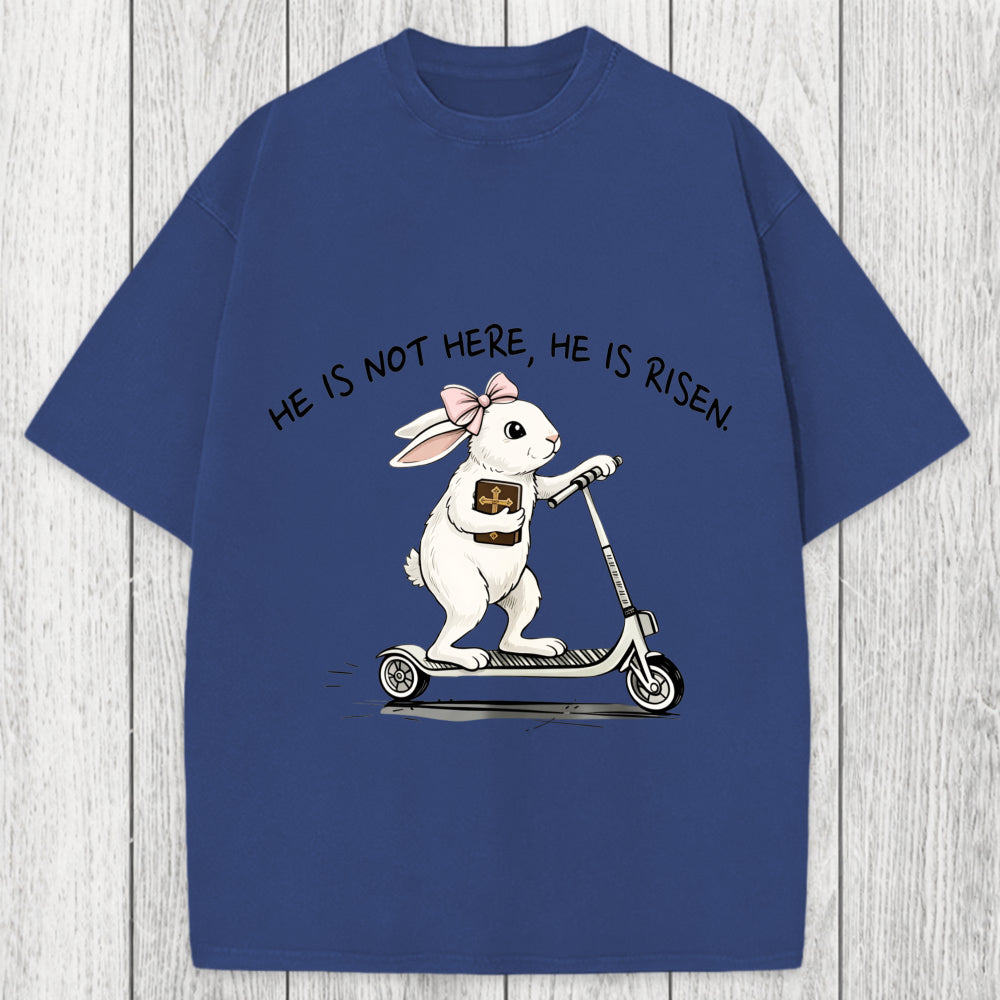 Tokyosol He Is Risen Easter Bunny Washed T-Shirt