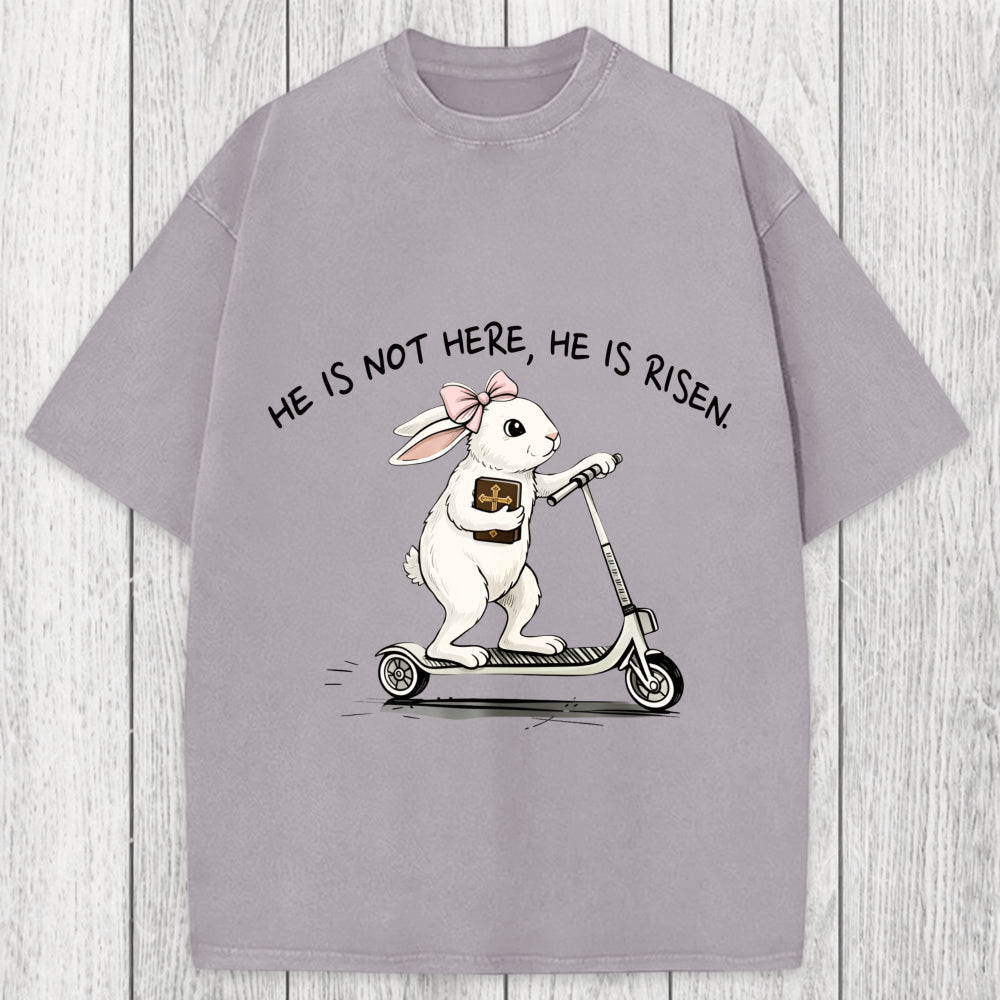 Tokyosol He Is Risen Easter Bunny Washed T-Shirt