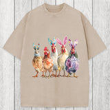 Tokyosol Funny Chicken Easter Washed T-Shirt