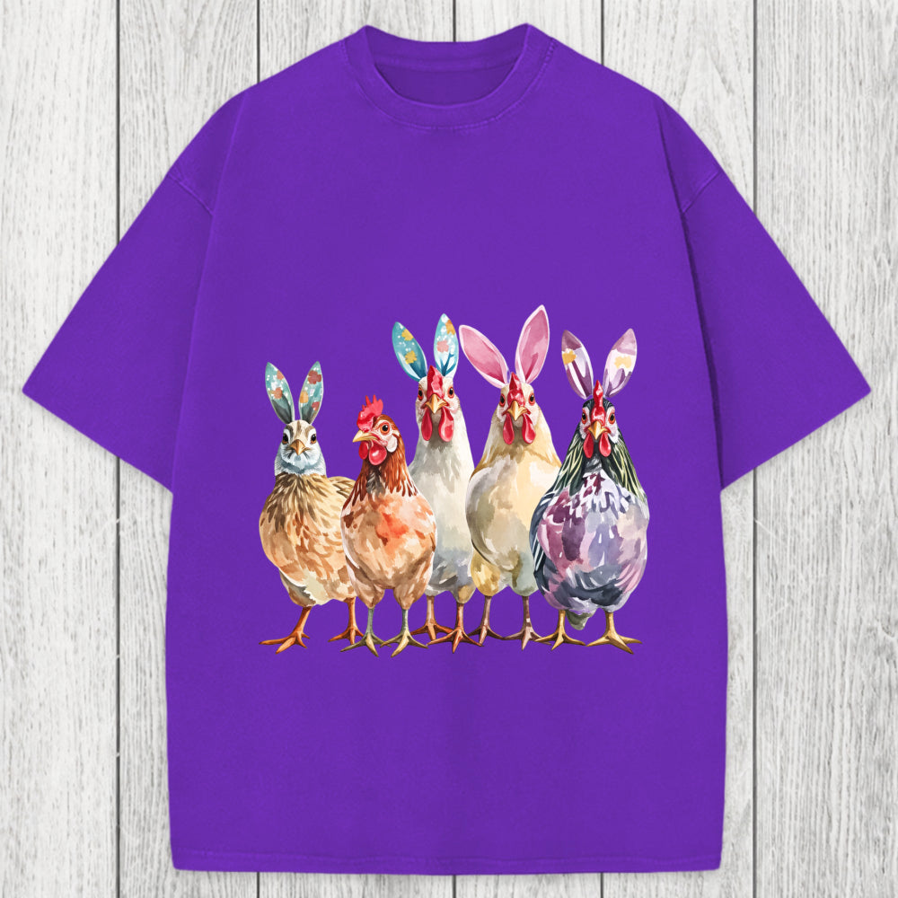 Tokyosol Funny Chicken Easter Washed T-Shirt