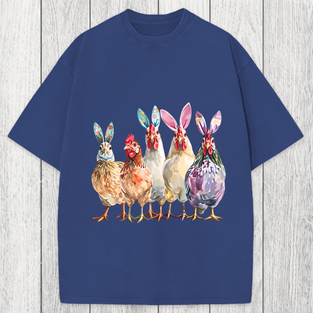 Tokyosol Funny Chicken Easter Washed T-Shirt
