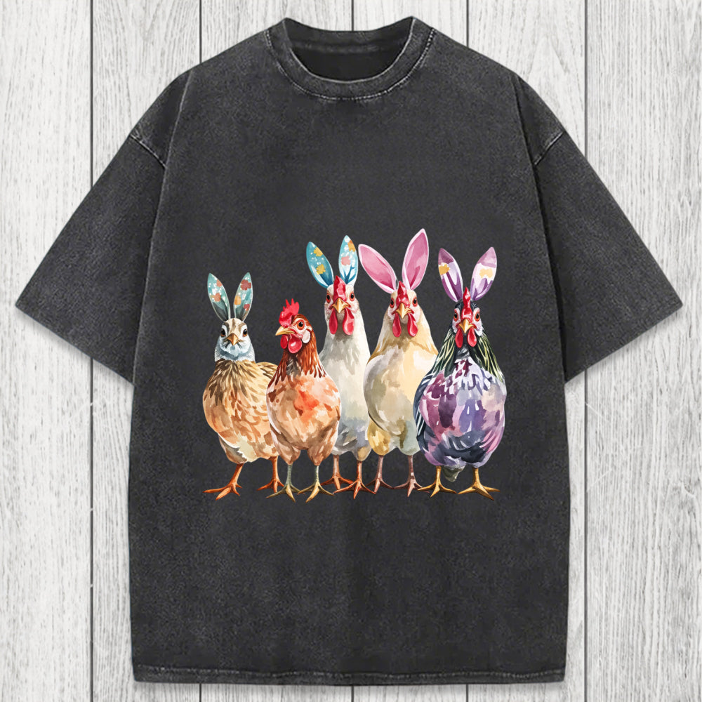 Tokyosol Funny Chicken Easter Washed T-Shirt