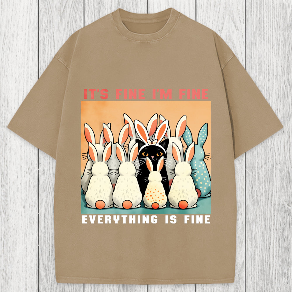 Tokyosol Black Cat Easter Washed T-Shirt