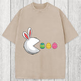 Tokyosol Funny Easter Bunny Egg Hunter Washed T-Shirt