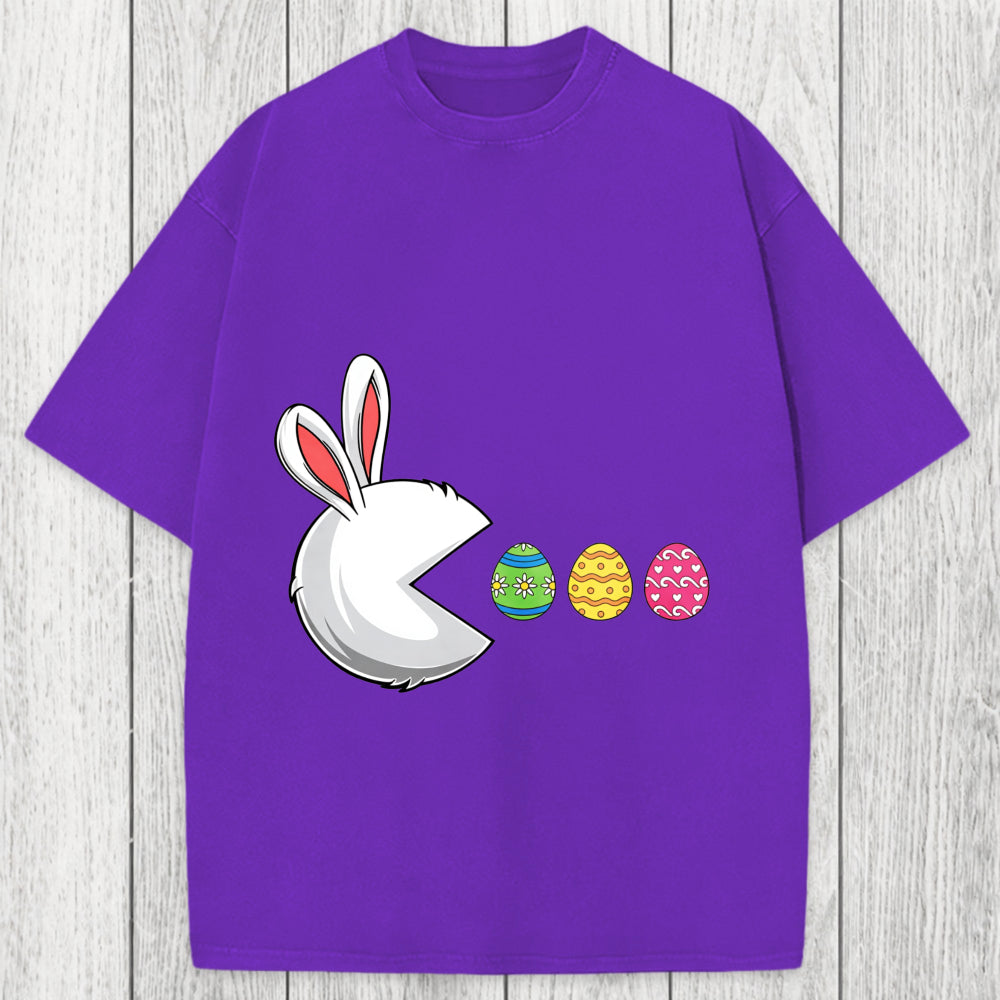Tokyosol Funny Easter Bunny Egg Hunter Washed T-Shirt