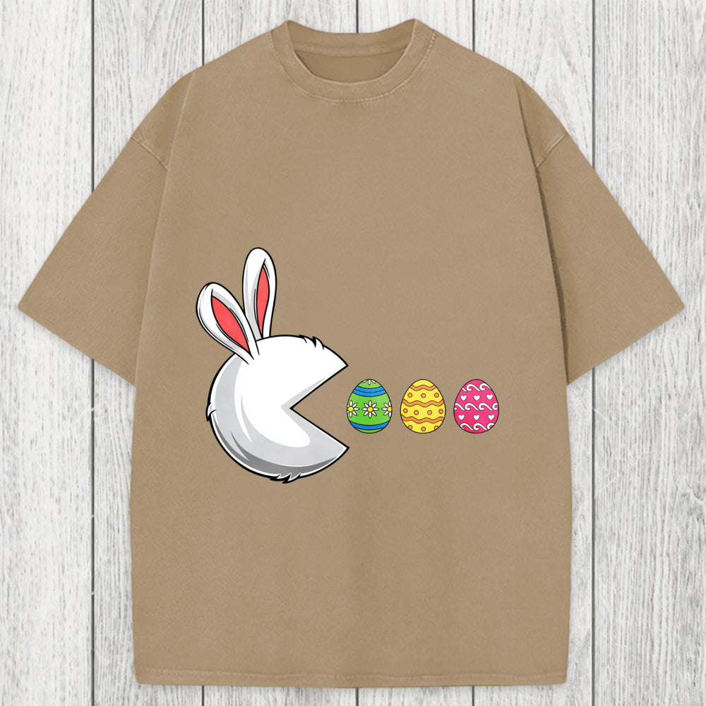 Tokyosol Funny Easter Bunny Egg Hunter Washed T-Shirt