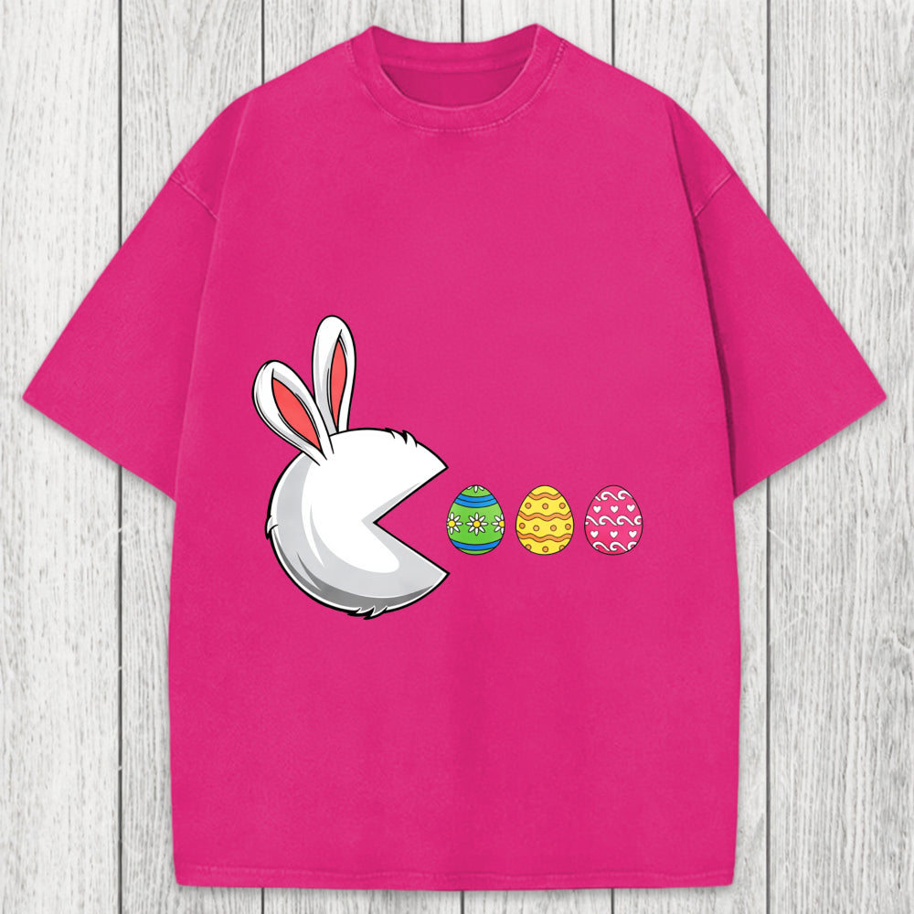 Tokyosol Funny Easter Bunny Egg Hunter Washed T-Shirt