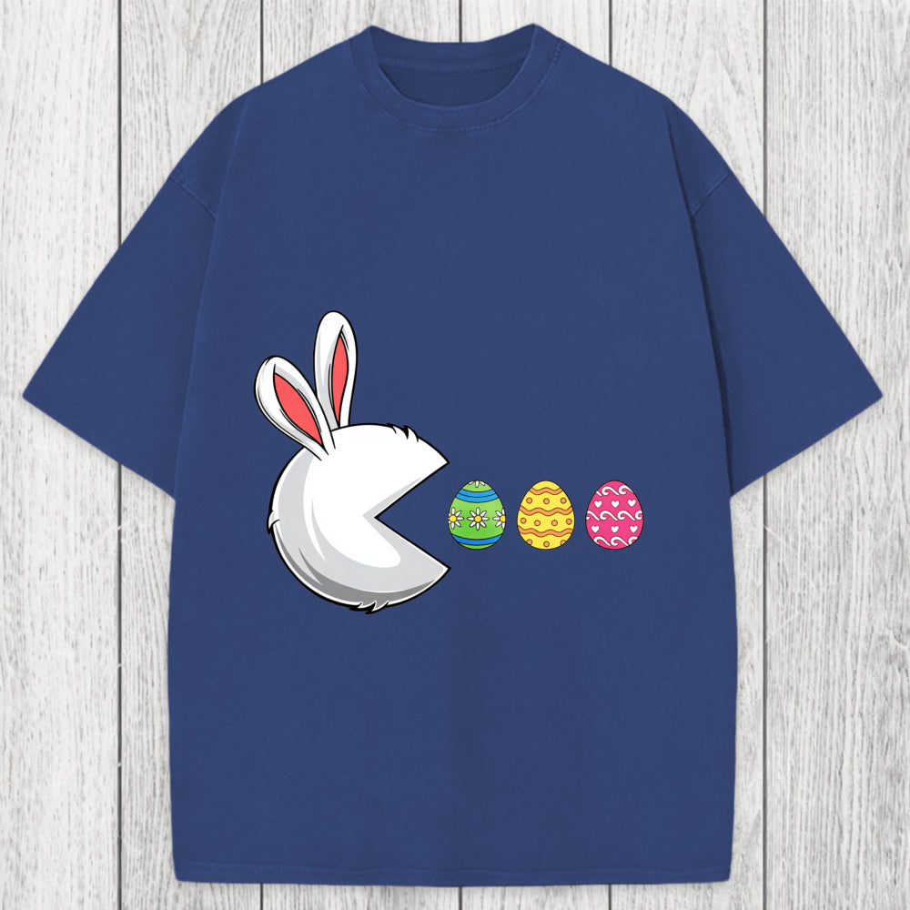Tokyosol Funny Easter Bunny Egg Hunter Washed T-Shirt