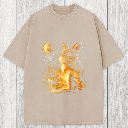 Tokyosol Bunny Howling to the Moon Washed T-Shirt