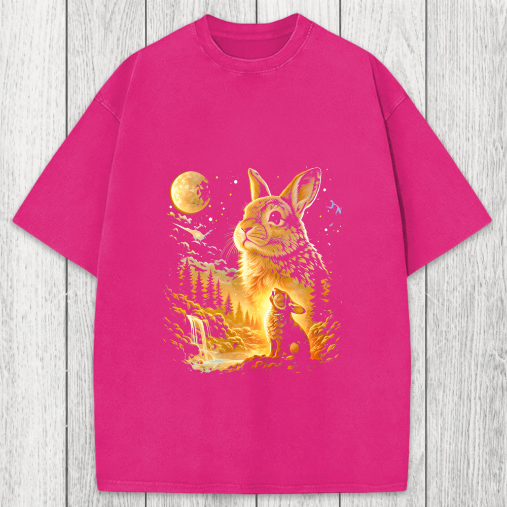 Tokyosol Bunny Howling to the Moon Washed T-Shirt