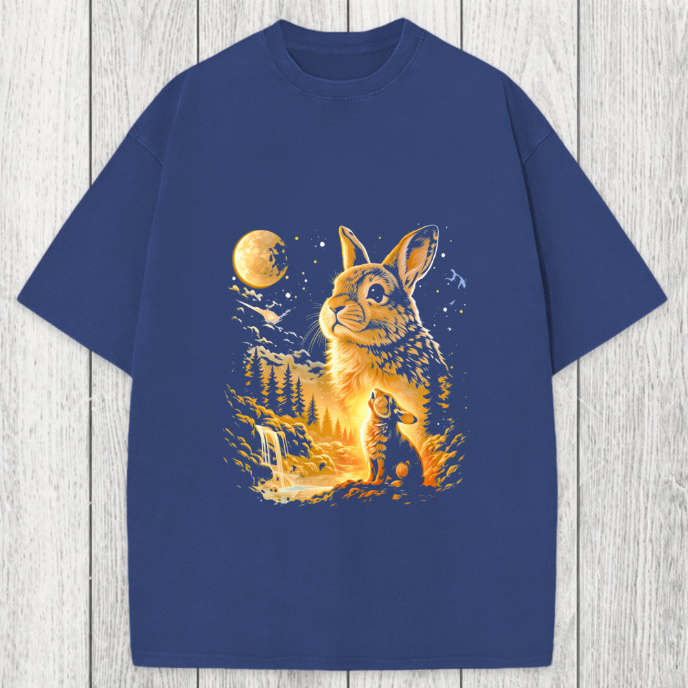 Tokyosol Bunny Howling to the Moon Washed T-Shirt
