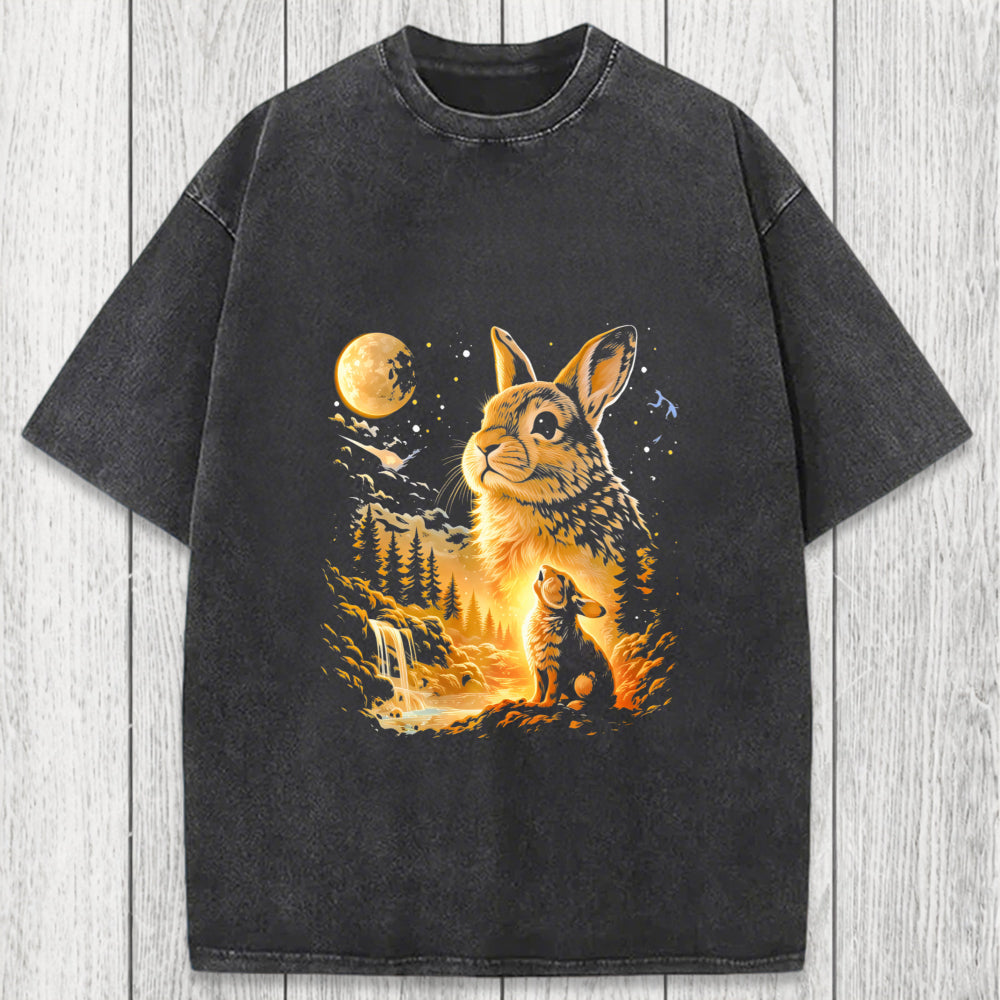 Tokyosol Bunny Howling to the Moon Washed T-Shirt
