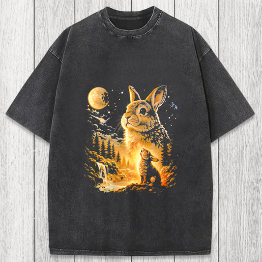 Tokyosol Bunny Howling to the Moon Washed T-Shirt
